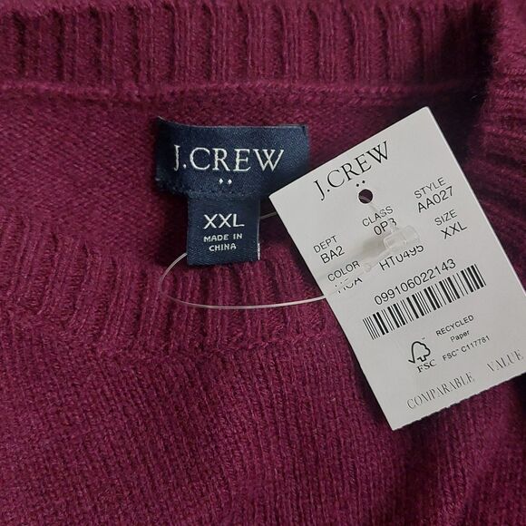 J Crew Supersoft Lambswool Blend Sweater Men's XXL Cabernet Crew Neck AA027 NEW - Picture 3 of 6